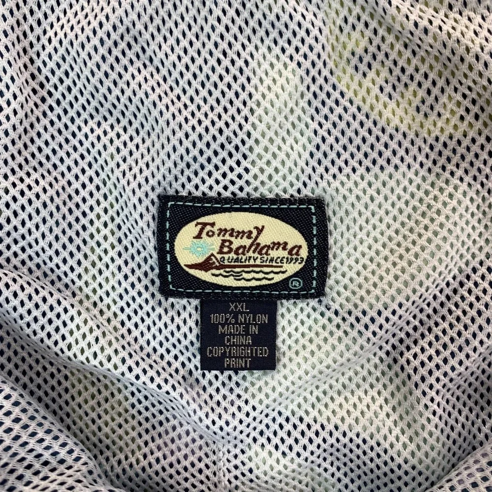 Tommy Bahama Swim Trunks Mens 2XL Blue Hawaiian Floral Mesh Lined Drawstring 42